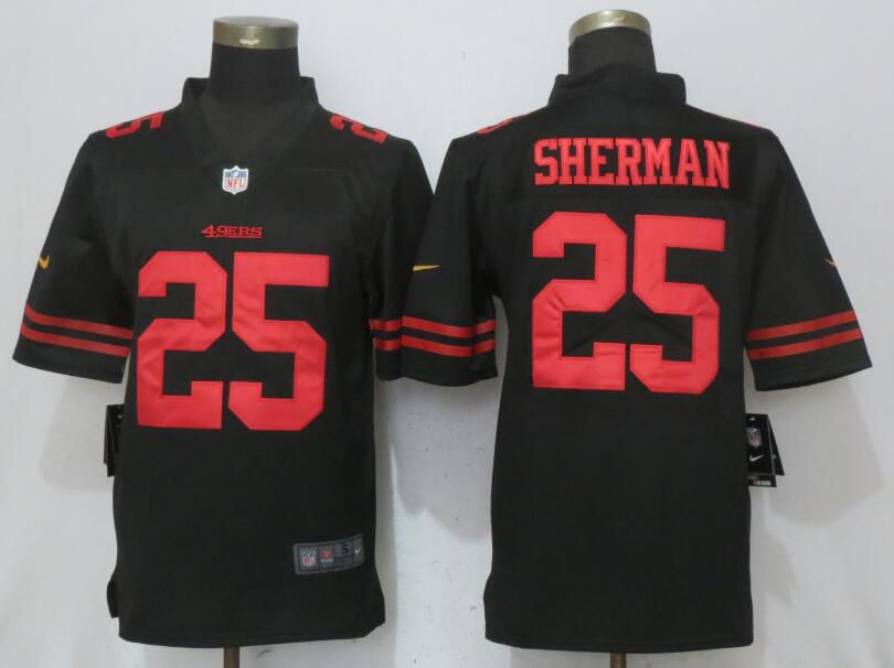 Men San Francisco 49ers #25 Sherman Black Vapor Untouchable New Nike Limited NFL Jerseys->->NFL Jersey
